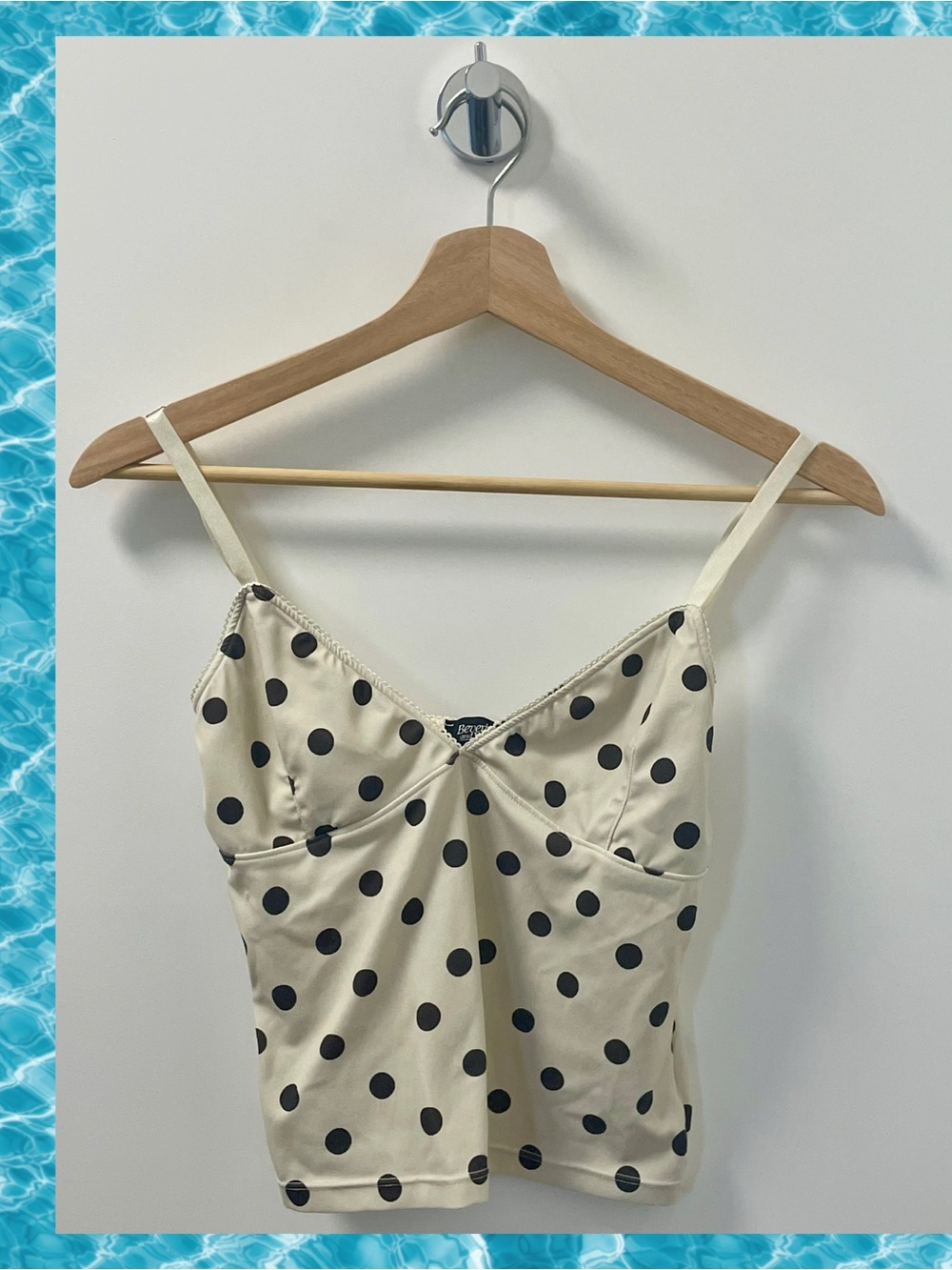 Cream Polka Dot Tank Top with Black Dots